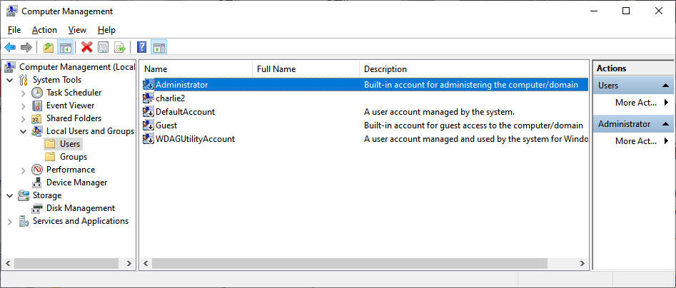 Computer Management window